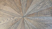 Top view of the coffee table, emphasising the unique oak parquetry pattern