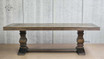 Complete front view of the Bedford Burnished Oak Parquetry Dining Table, showcasing its elegant design and craftsmanship