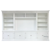 Front Perspective of Stonefield Bookcase TV Media Unit - A straight-on front perspective capturing the Stonefield Bookcase TV Media Entertainment Wall Unit, focusing on the symmetrical design and ample open bookshelf space.