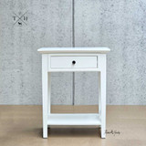 Full frontal view of the Hampstead 1 Drawer Bedside Table, capturing its elegant height and proportions.