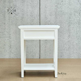 Rear view of the Hampstead Bedside Table, highlighting its solid construction and clean design