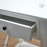 Detailed view of the Hampstead Bedside Table's drawer, showing its generous size and elegant handle