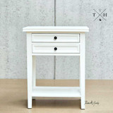Full frontal view of the Hampstead 1 Drawer Bedside Table, showcasing its clean lines and crisp white finish