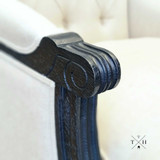 Close-up view of the handcrafted armrest