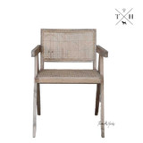 Front view of the Gallery Carver Dining Chair, showcasing its contemporary silhouette in Washed Natural Oak