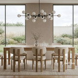 The contemporary Hartford Oak Dining Table with Stuttgart Dining Chairs, from Thomas and Hurley.