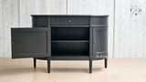 Front view of the Louis Petite Buffet with middle door opening showcasing storage capabilities