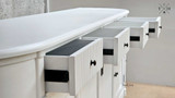 Inside view of open drawers in the Louis Buffet with metal runners, showcasing its spaciousness and build quality