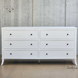 Front view of the Piastri 6 Drawer Chest showcasing its elegant white finish.