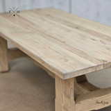 Close-up of the tabletop of the Trailbridge Canyon Coffee Table, highlighting the fine grain and smooth finish of the greige wash oak.