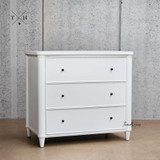 Angled  view of the Brynmore Chest highlighting the sleek design and smooth surfaces.