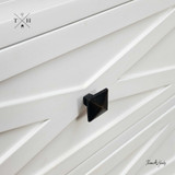 Close-up of the top drawer handle / knob detailing the square design.