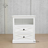 Front view of the Fremont Bedside showing the storage drawers.