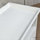 Top view of the Fremont Side Table showing the lip moulding detail and paint stroke chalk surface.