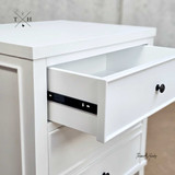 Detailed view of the Piastri 3 Drawer Bedside Table's drawers, showing its generous size, metal drawer runner and elegant handle
