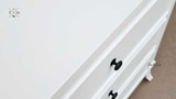 Top view of Piastri 3 Drawer Nightstand featuring the white paint stroke patina.