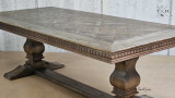 Angled view of the Bedford Oak Dining Table, highlighting the depth and craftsmanship of this Hamptons style dining table
