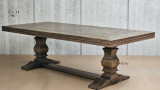 Full view of the Bedford Burnished Oak Dining Table, illustrating its design and stability and Hamptons Style