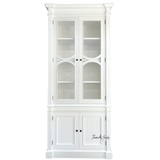 Straight-on view of the Stonefield Single Display Wall Unit, emphasising its dual functionality as a bookshelf and display cabinet, with classic detailing, ample storage, and refined wood finishes.