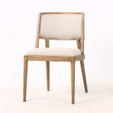 Argent Dining Chair in textured fabric with natural timber legs. Front view showcasing contemporary design and Hamptons-inspired styling by Thomas & Hurley.