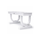 Front angled view of the Stonefield Desk highlighting sculptural pedestal base and timeless contemporary Hamptons desk design.