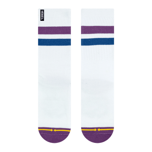MERGE4 REPREVE® SUBTLE GRAPE WHITE CREW SOCKS MERGE4 REPREVE® SUBTLE GRAPE WHITE CREW SOCKS