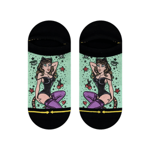 DOUBLE TROUBLE KITTY NO SHOW SOCKS WITH ART BY DIRK VERMIN DOUBLE TROUBLE KITTY NO SHOW SOCKS WITH ART BY DIRK VERMIN