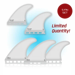 Surf N Show Momentum Series - NEW Limited Edition - White - 5 Fin Set (MS-N + MS-QDP Pivot Quad Rears Template) - Futures Compatible