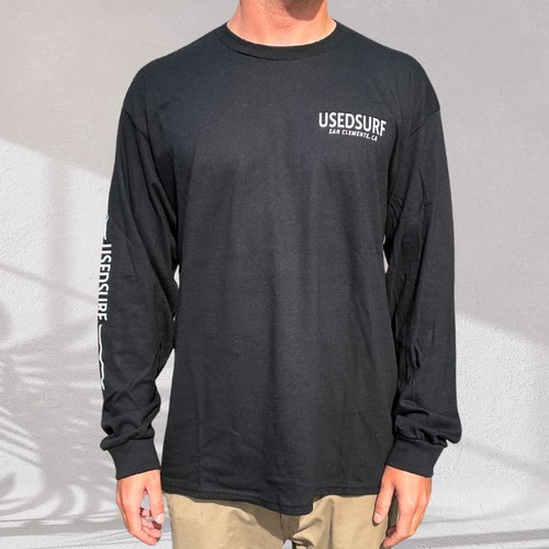 UsedSurf Long Sleeve – Logo Down the Arm  Blk/Grey