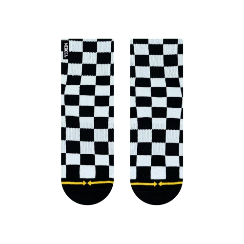 Merge4 Checker Black/White Quarter Crew Socks