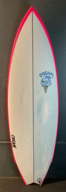 5’8” Cream “Fireball Twin” 28.6L Used Surfboard #46519