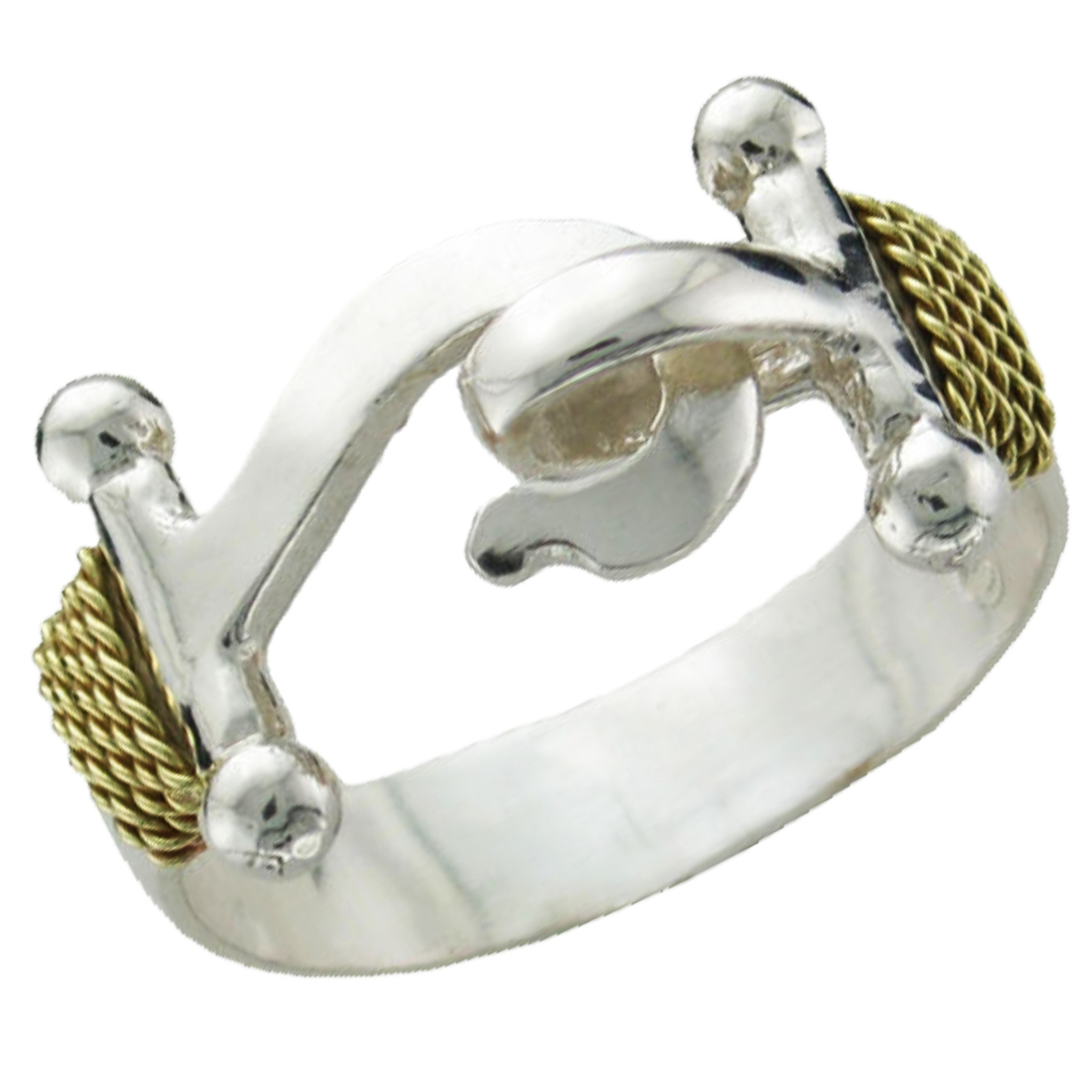 Hook Ring -Sterling Silver w/14k Gold Roping - Tommy J Designer