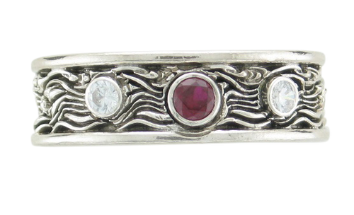 Mens Wave Ring with Stones