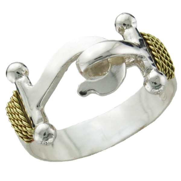 Hook Ring -Sterling Silver w/14k Gold Roping