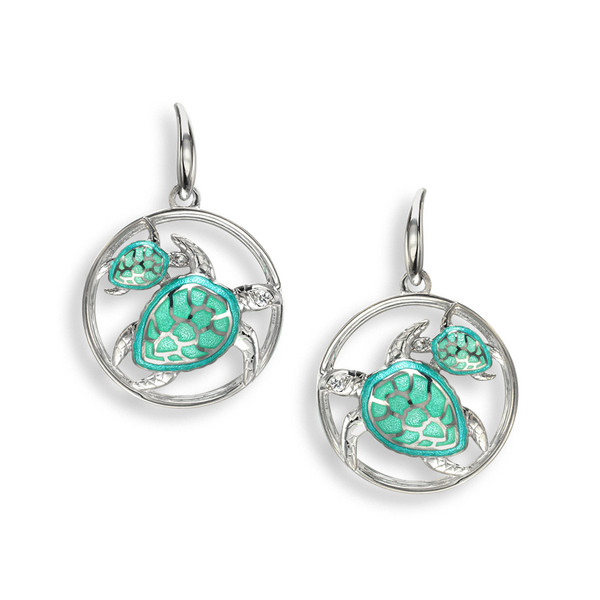 Sterling Silver Mother & Baby Sea Turtles Earrings