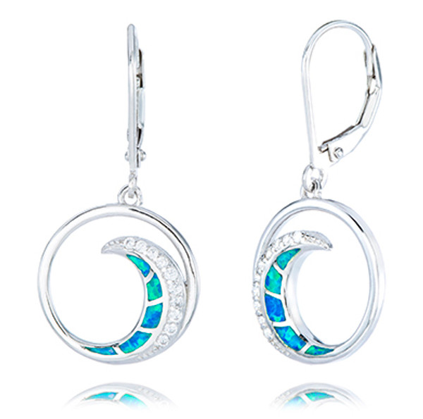 Sterling Silver Opal Inlay Wave Earrings
