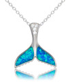 Sterling Silver Opal Inlay Whale Tail Pendant