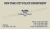 New York Police Department Business Card #15 | Officer