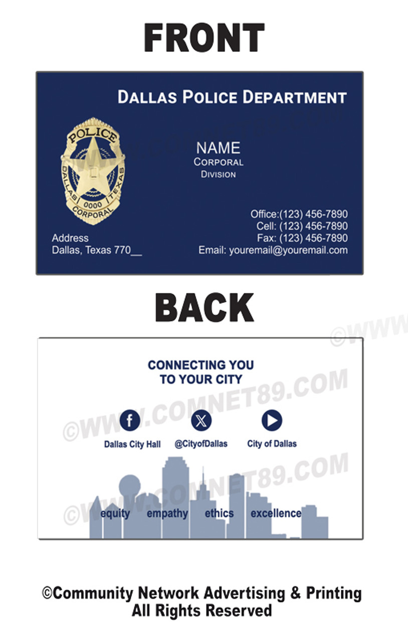 DPD Business Card #11 | Corporal Badge