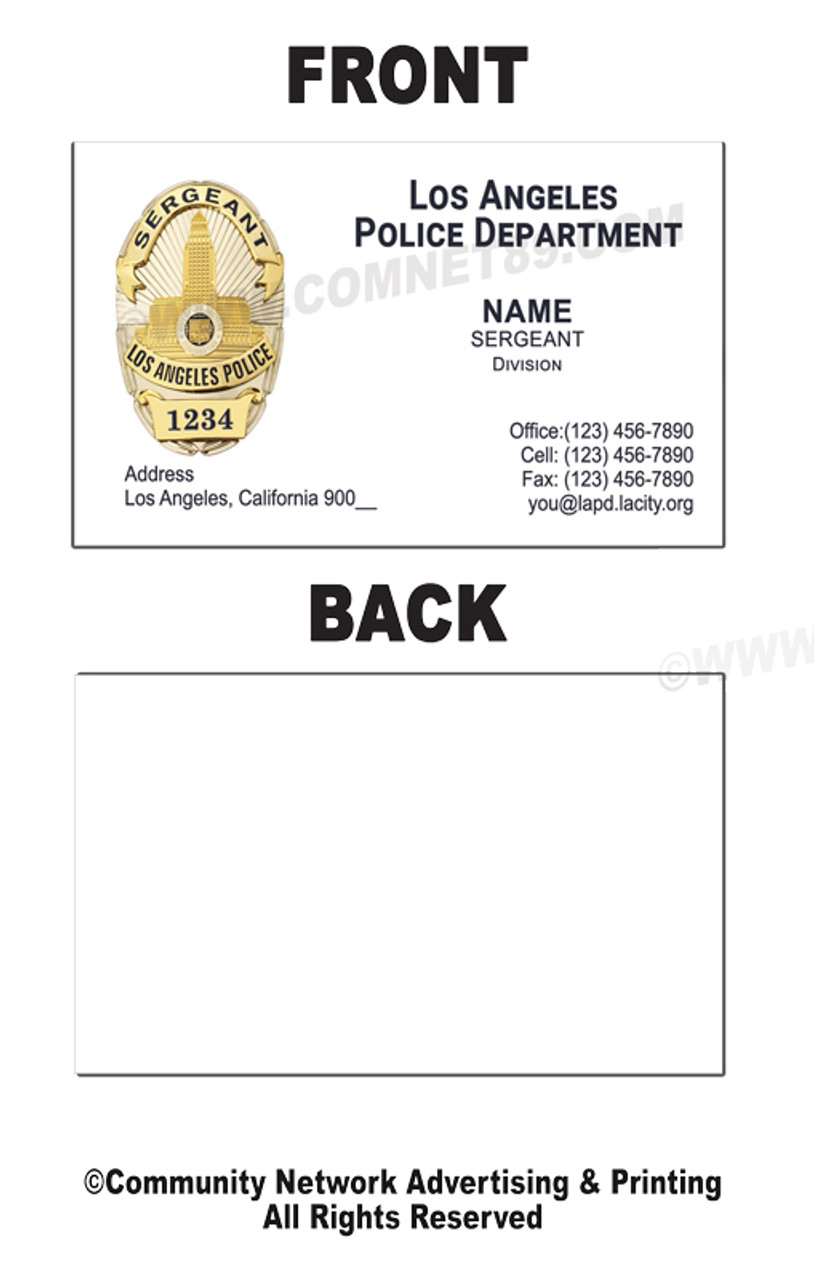 LAPD Business Card #4 | Sergeant Gold Badge