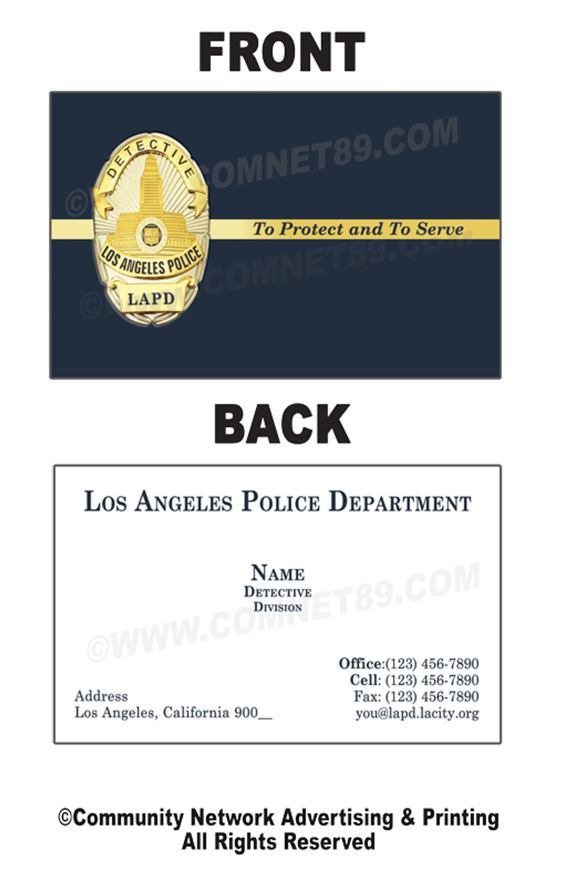 LAPD Double Sided Business Card #12 | Detective Badge
