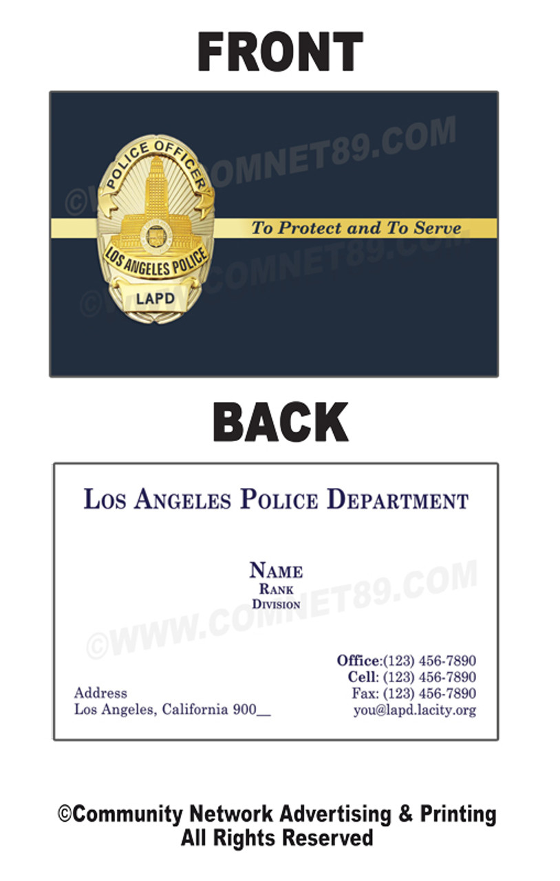 LAPD Double Sided Business Card #11 | Police Officer Badge