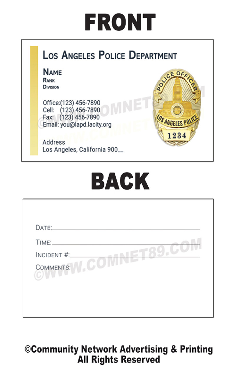 LAPD Double Sided Business Card #15 | Police Officer Badge