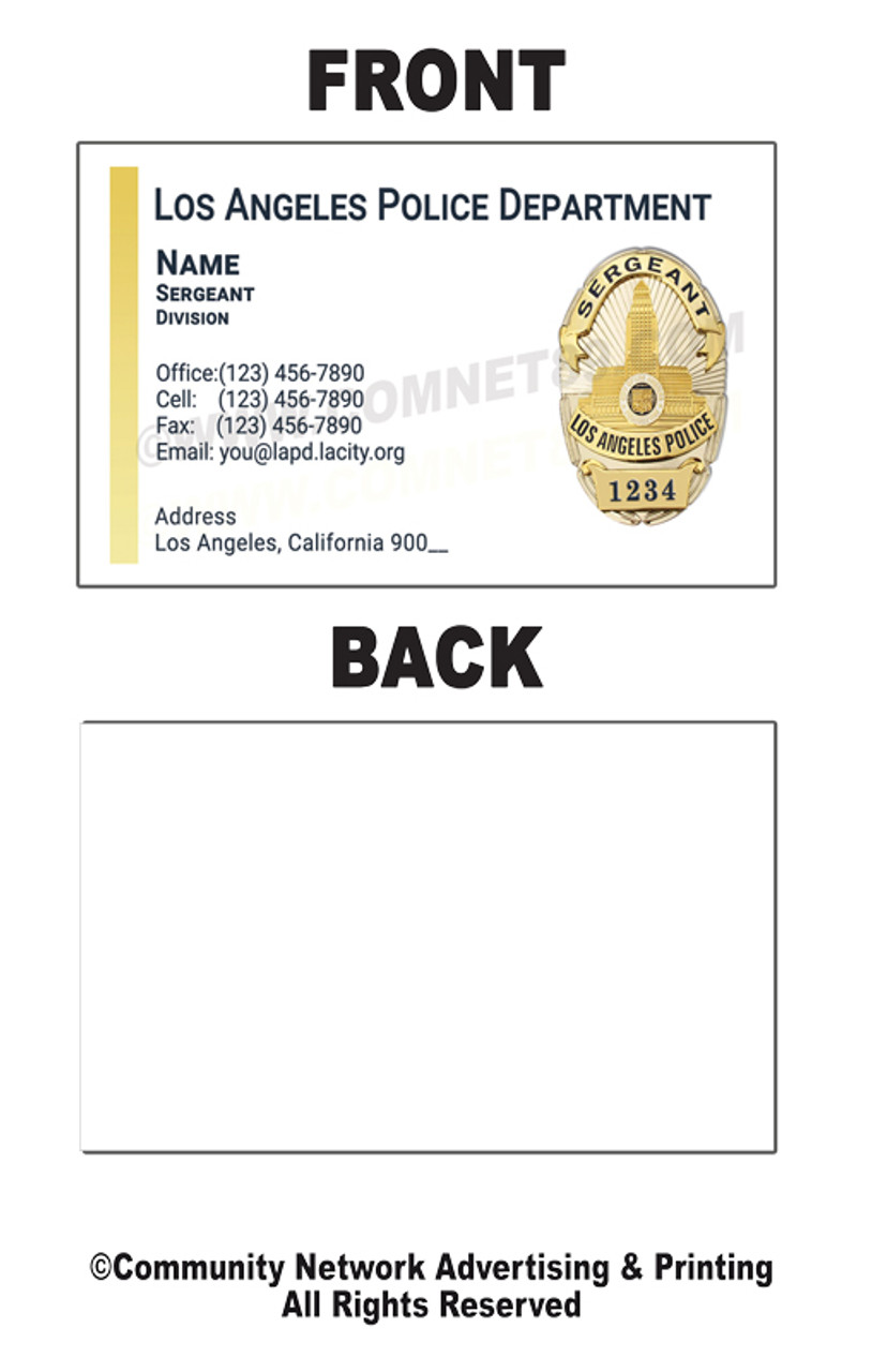 LAPD Business Card #17 | Sergeant Gold Badge