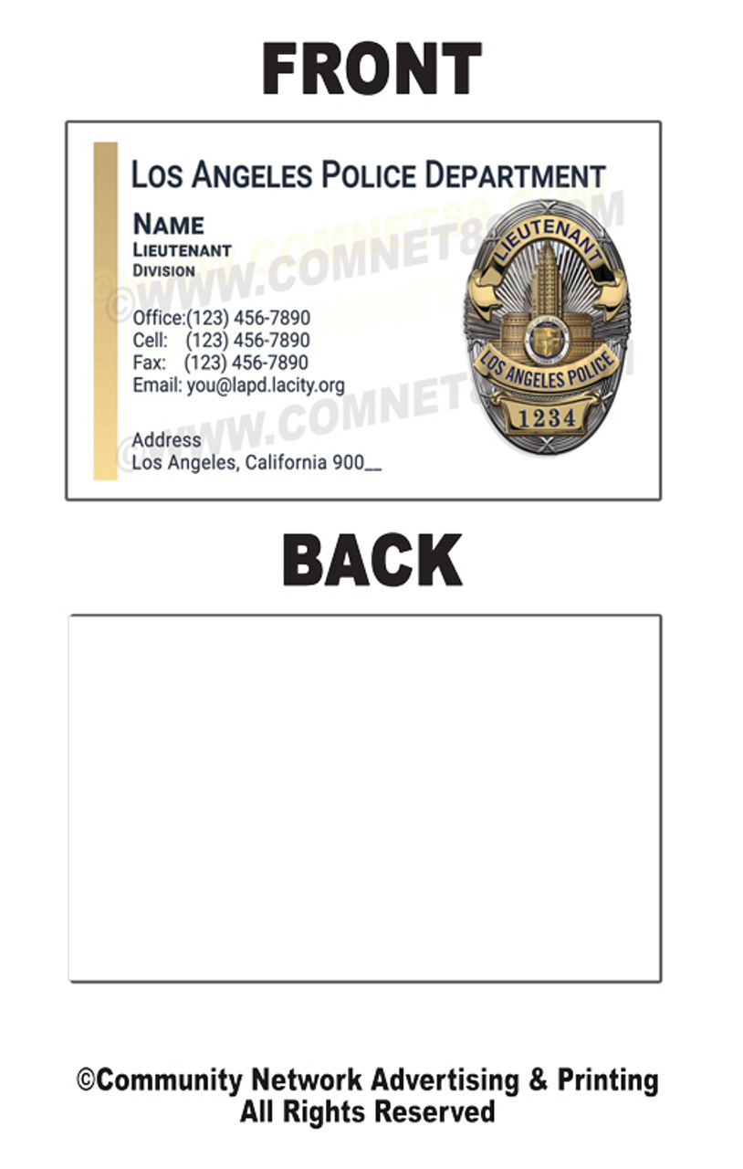 LAPD Business Card #18 | Lieutenant Badge