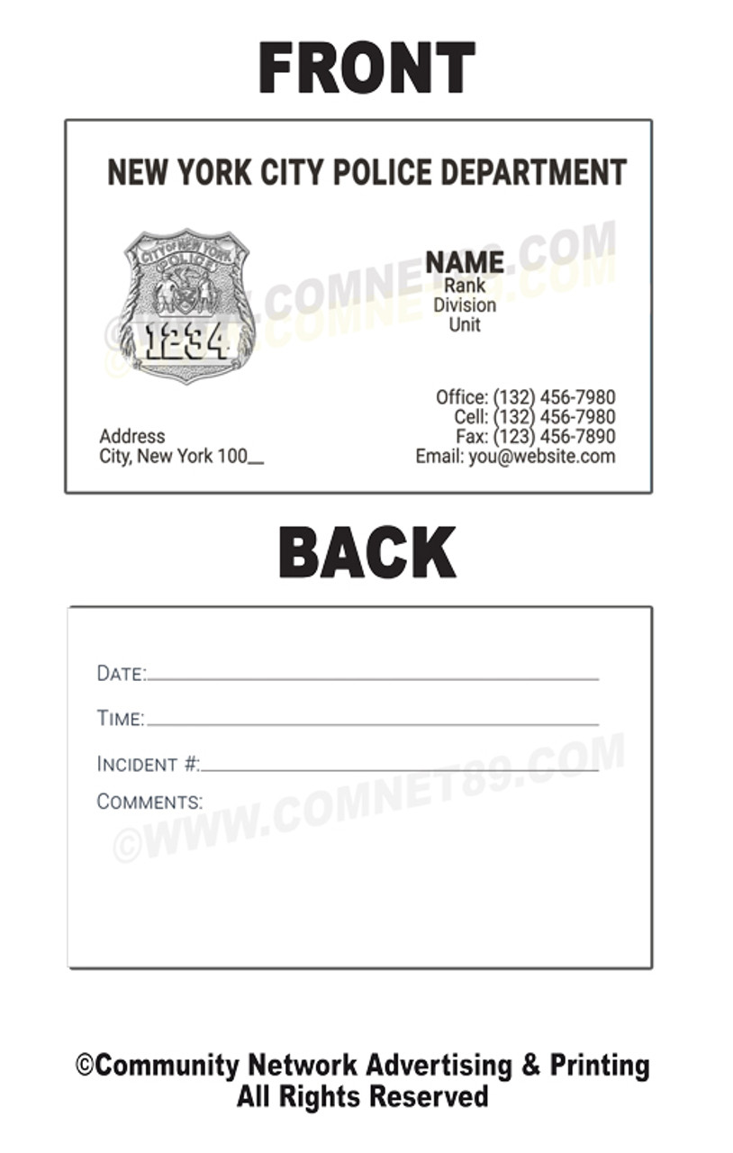 New York Police Department Business Card #1 | Officer Badge