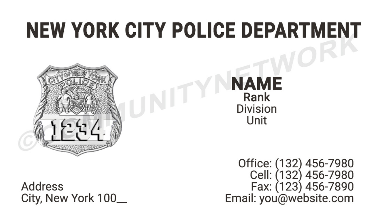 New York Police Department Business Card #1 | Officer Badge
