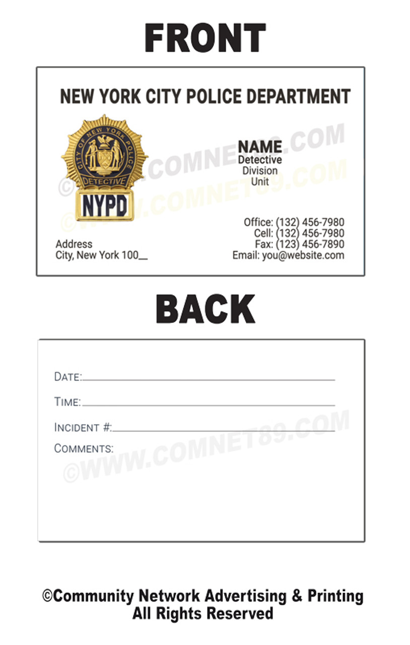 New York Police Department Business Card #3 | Detective