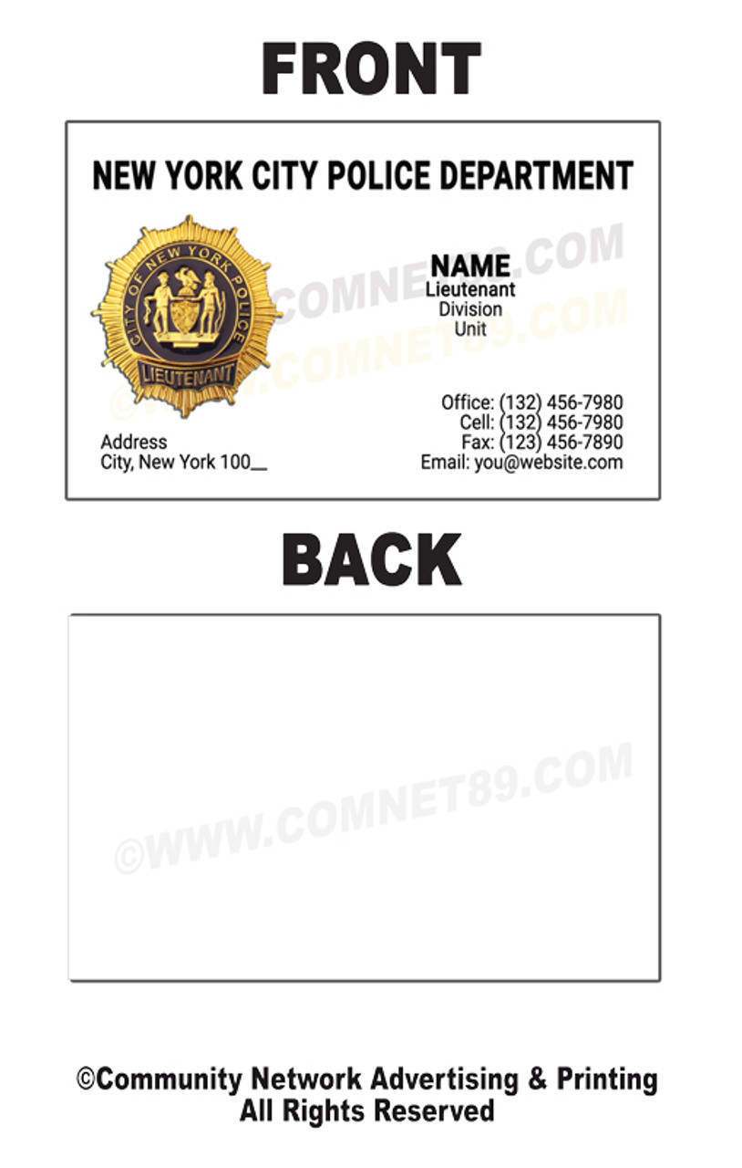 New York Police Department Business Card #6 | Lieutenant