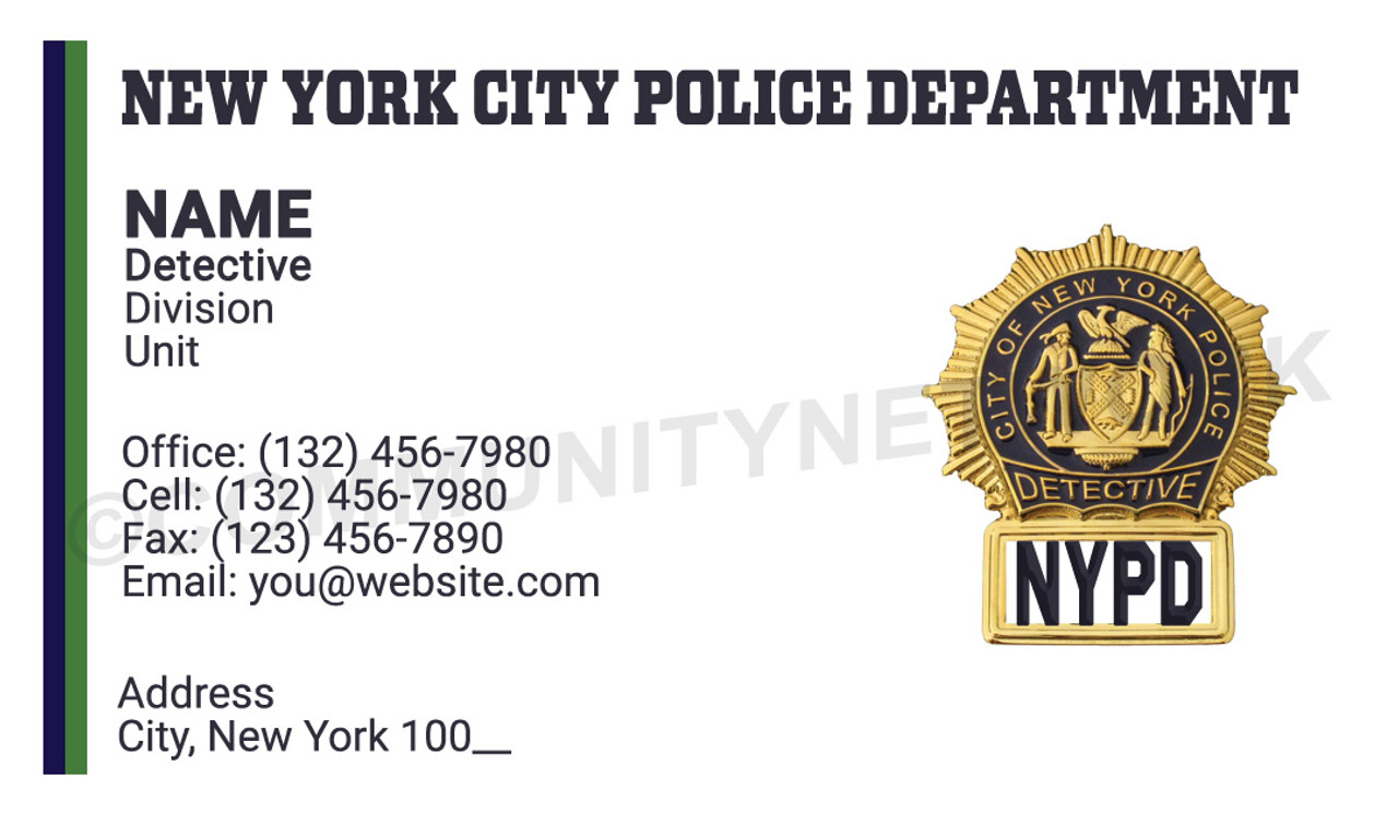 New York Police Department Business Card #10 | Detective